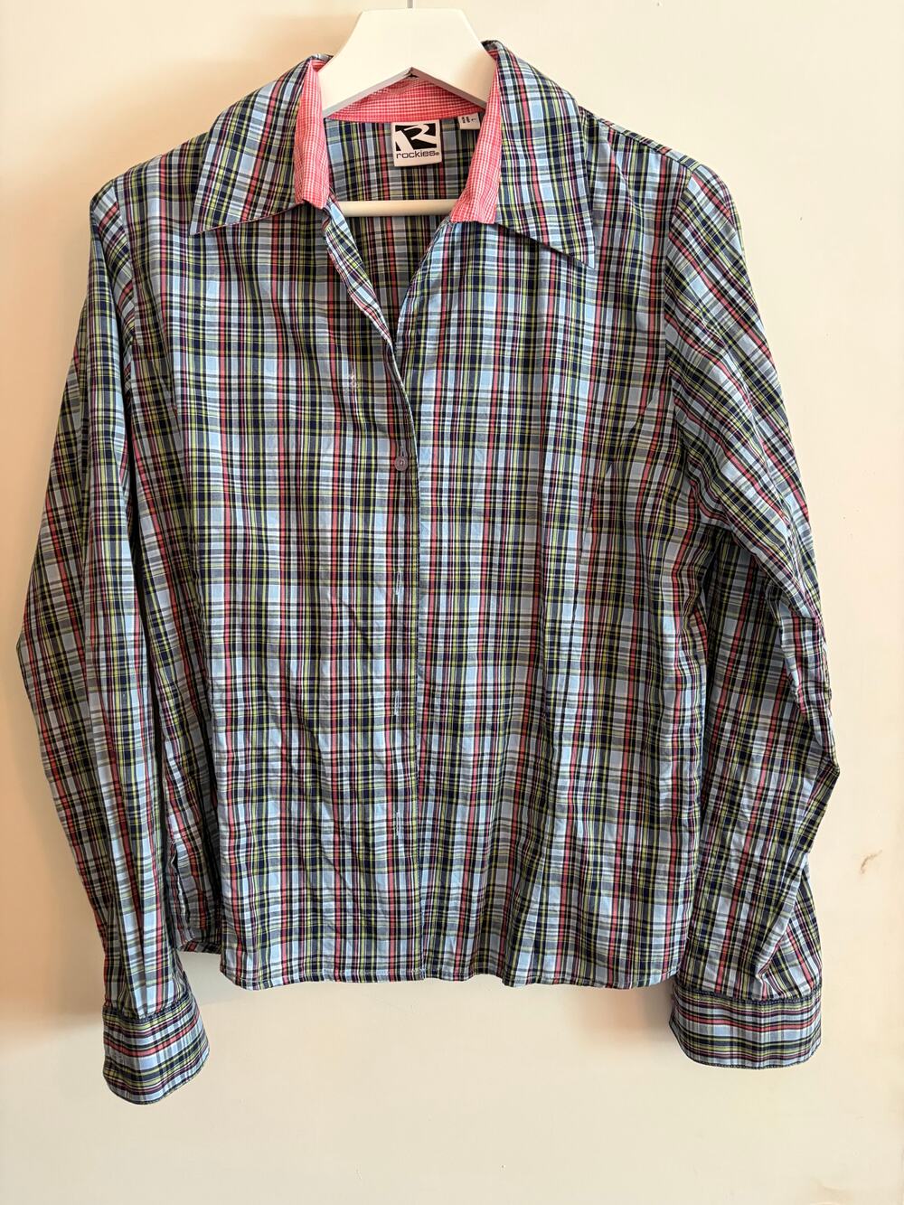 Rockies Button Up Long Sleeve Plaid Shirt Women's Size L